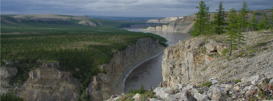 The history of Earth is recorded in the geological record. Photo from the early Cambrian carbonate platform at Ary Mas Yuryak, Siberia (Photo: A. Kouchinsky).