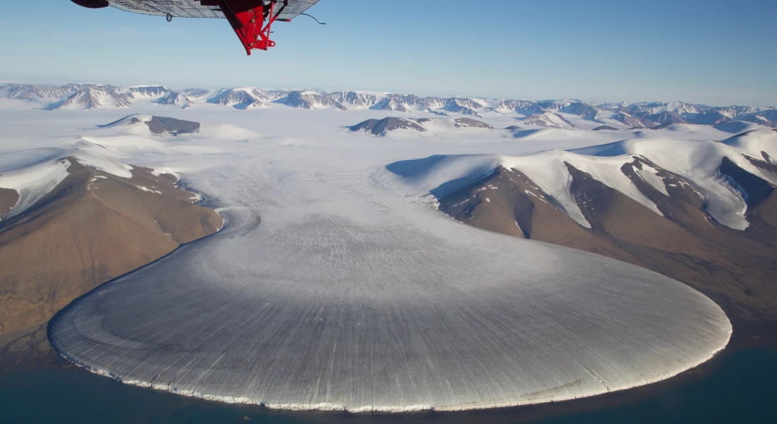 Glacial landscape seen from an airplane.