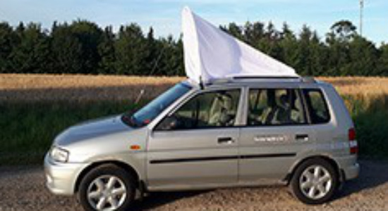Car with mounted net